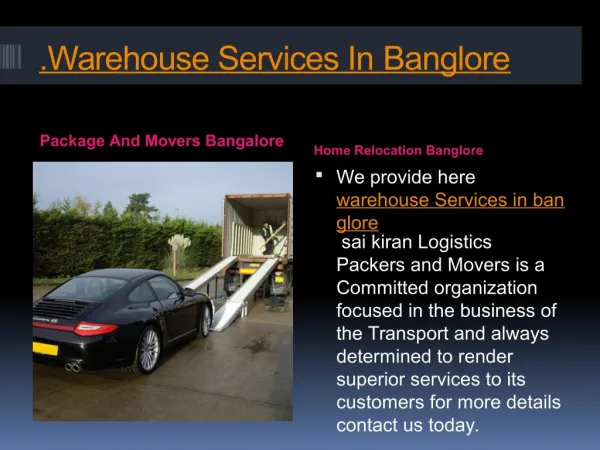 Package And Movers Bangalore