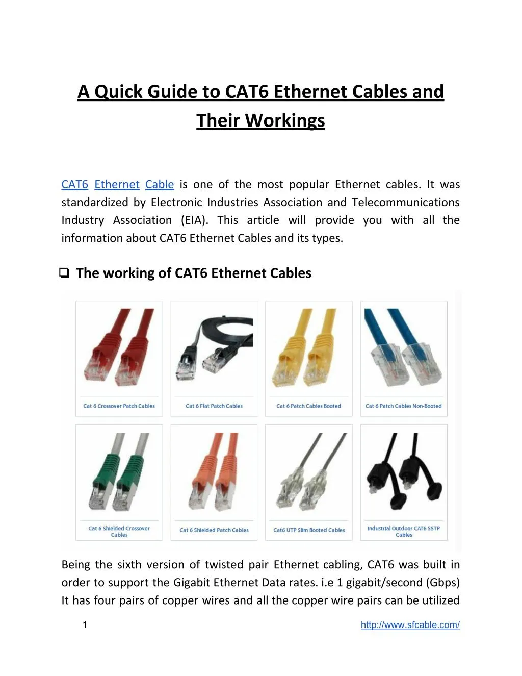 a quick guide to cat6 ethernet cables and their