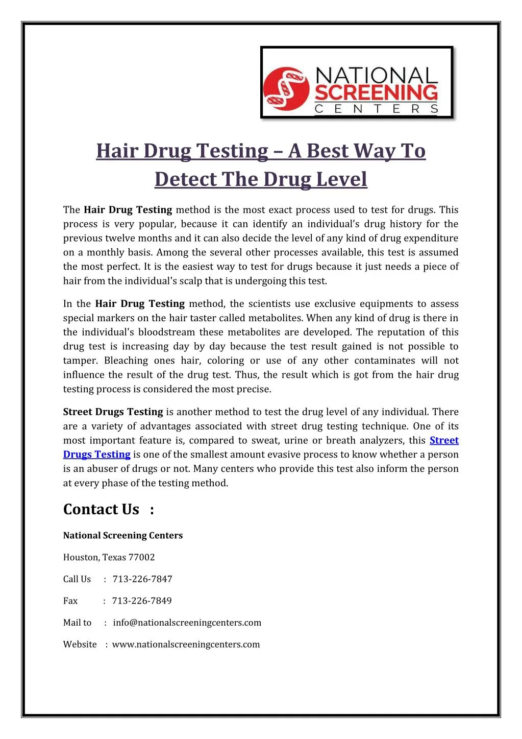 hair drug testing a best way to detect the drug