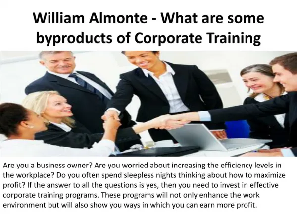 William Almonte - What Are Some by Products Of Corporate Training