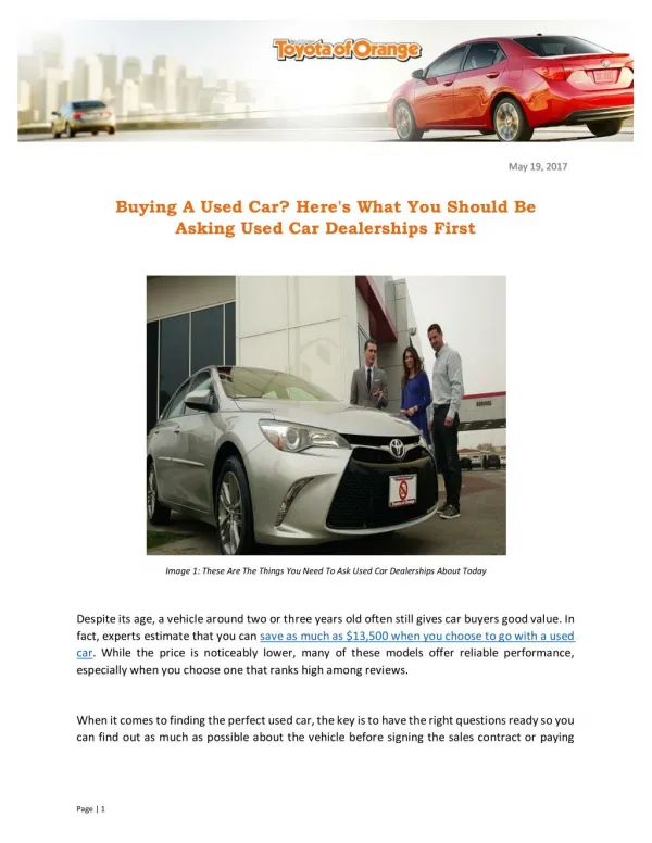 Buying A Used Car? Here's What You Should Be Asking Used Car Dealerships First