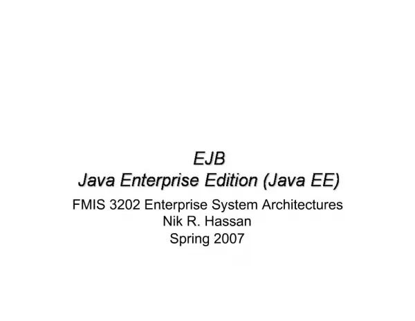 EJB Java Enterprise Edition Java EE