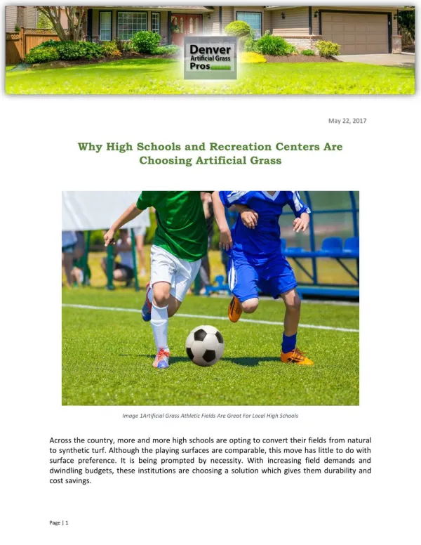 Why High Schools and Recreation Centers Are Choosing Artificial Grass