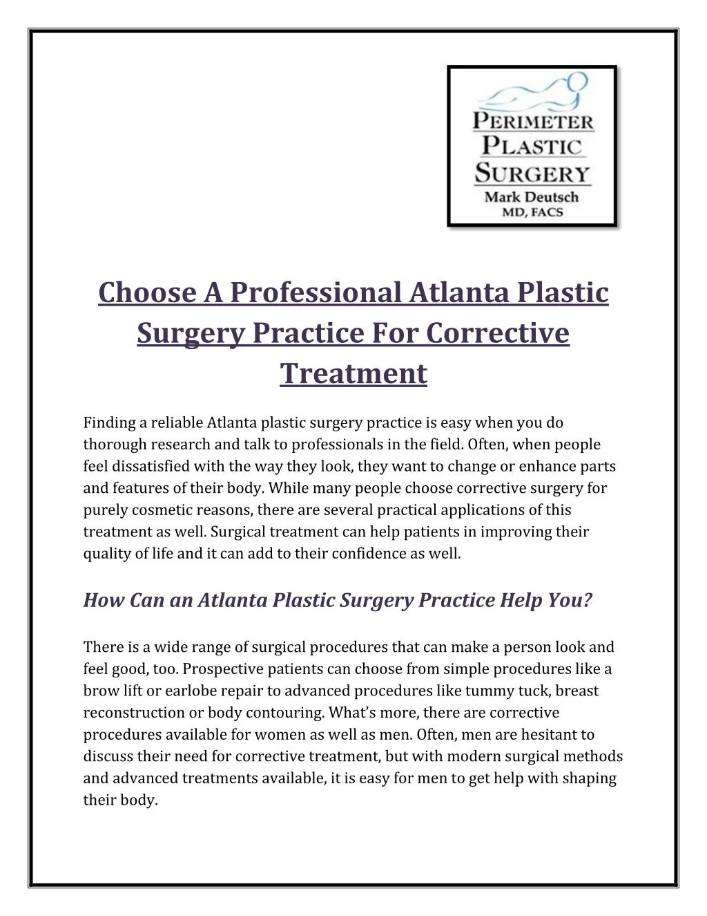 choose a professional atlanta plastic surgery