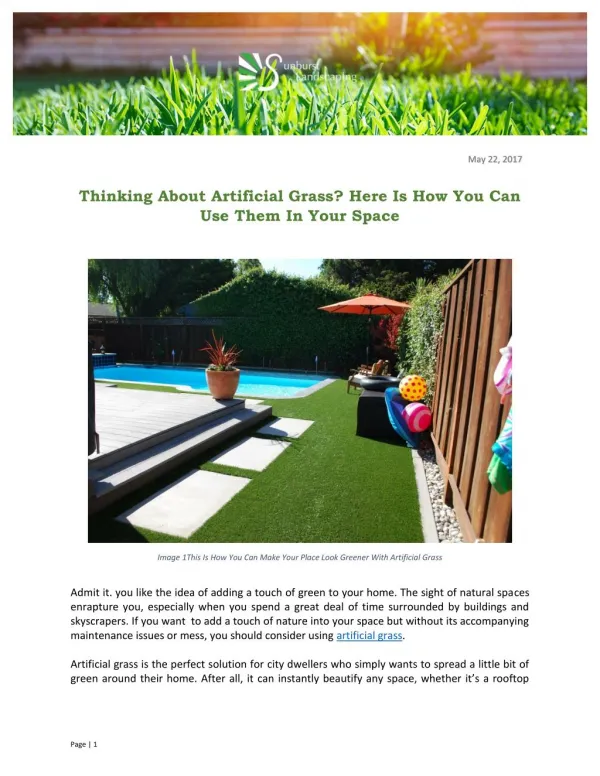 Thinking About Artificial Grass? Here Is How You Can Use Them In Your Space