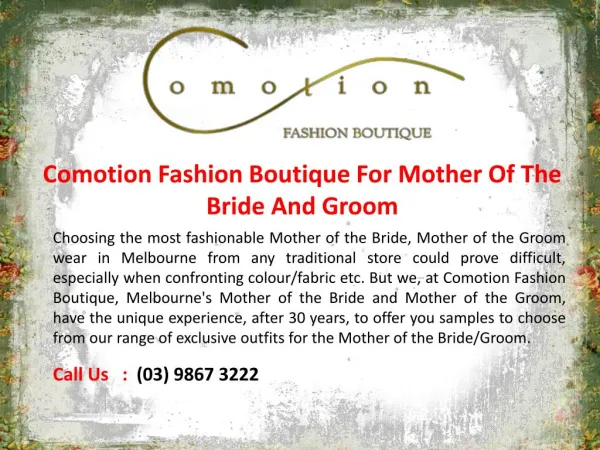 Comotion Fashion Boutique Shop For Mother Of The Bride And Groom Dresses in Melbourne