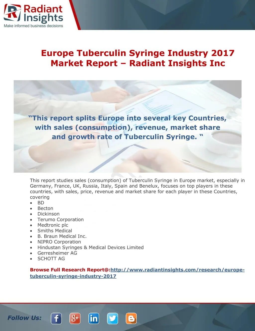 europe tuberculin syringe industry 2017 market