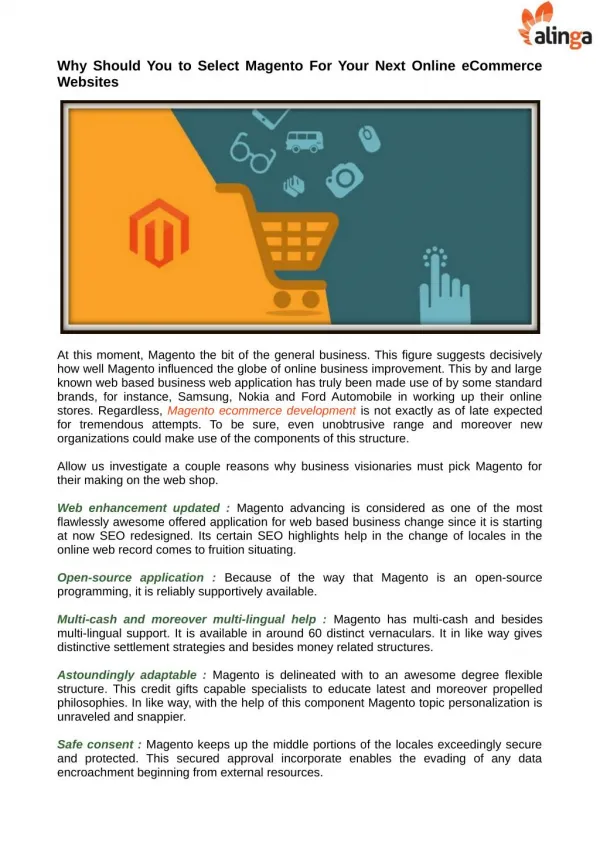 Why Should You Select Magento For Your Online eCommerce Websites?