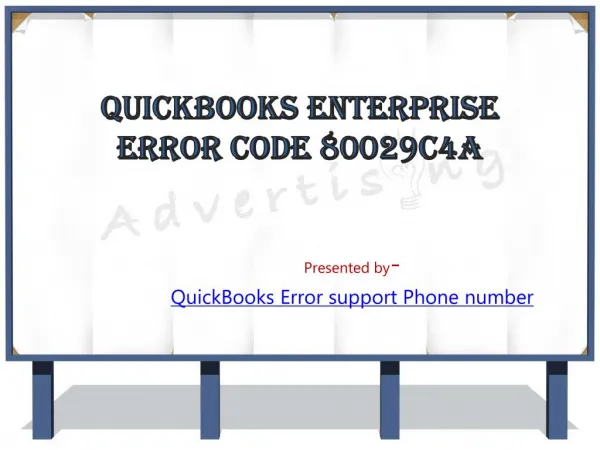 QuickBooks Enterprise Error Code 80029C4A