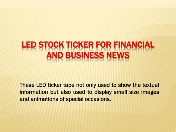 Led Stock Ticker for Financial and Business News