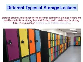 Different Types of Storage Lockers