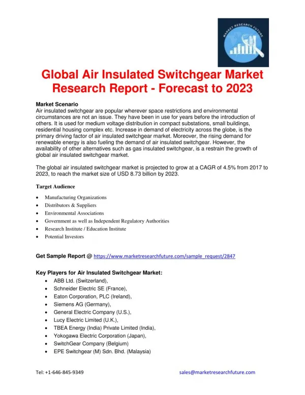 Global Air Insulated Switchgear Market Research Report - Forecast to 2023