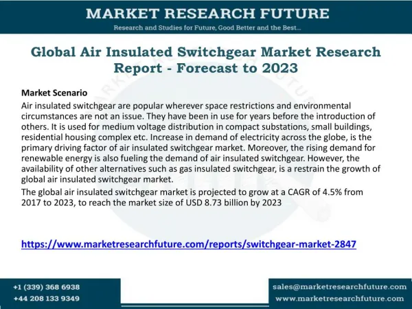 Global Air Insulated Switchgear Market Research Report - Forecast to 2023