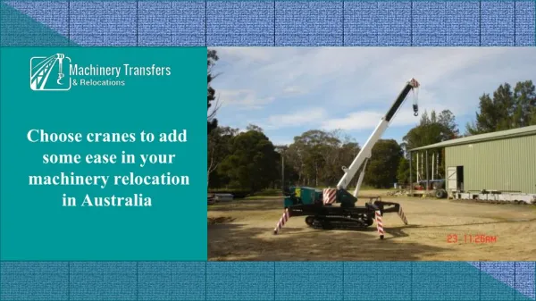 Choose Cranes to Add Some Ease In Your Machinery Relocation In Australia