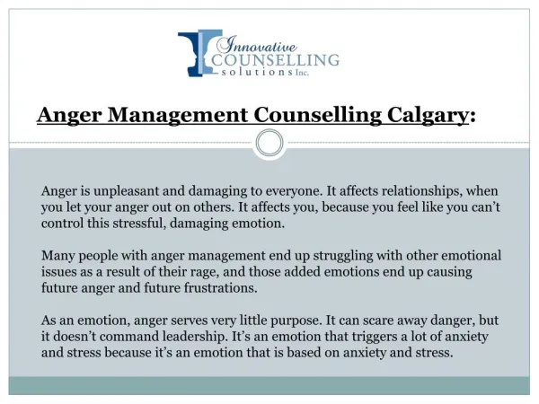 Anger Management Counselling Calgary