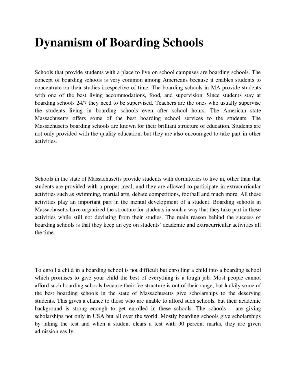 dynamism of boarding schools