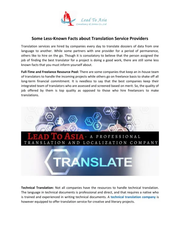 Know the Facts about Translation Service Providers.