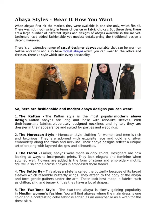 Abaya Styles - Wear It How You Want