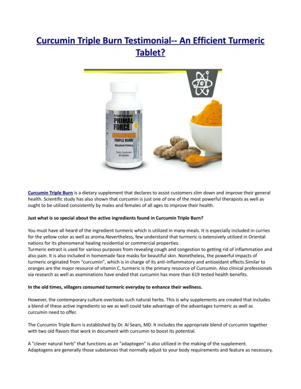 What Will You Receive from Curcumin Triple Burn?