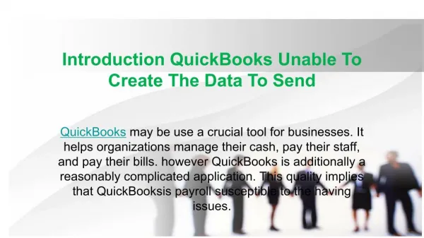 quickbooks unable to create the data to send