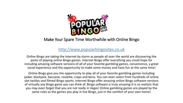 Make Your Spare Time Worthwhile with Online Bingo
