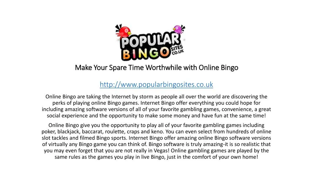 make your spare time worthwhile with online bingo http www popularbingosites co uk