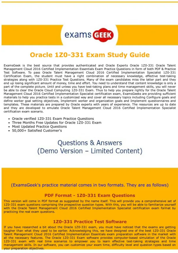 1Z0-331 Oracle Cloud computing Exam Dumps