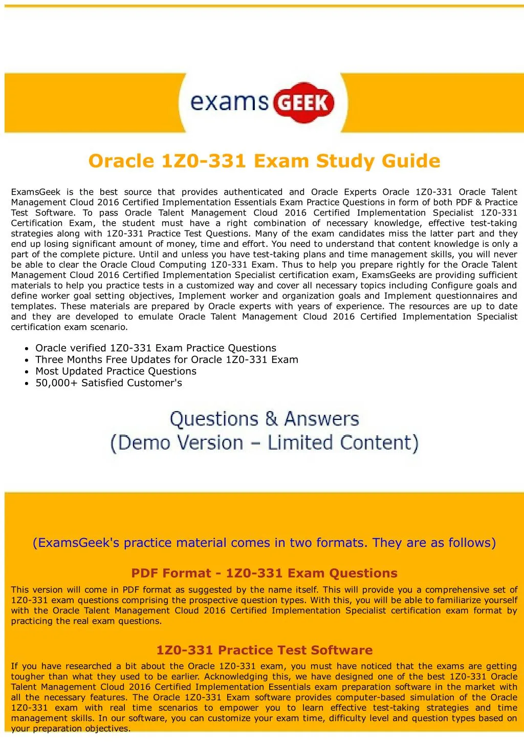 oracle 1z0 331 exam study guide