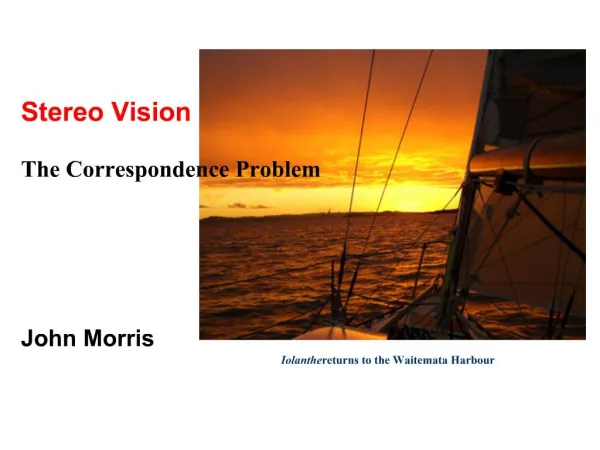 Stereo Vision The Correspondence Problem