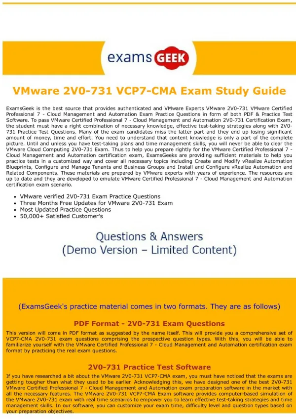 Latest 2V0-731 VMware Certified Professional 7 Exam Dumps