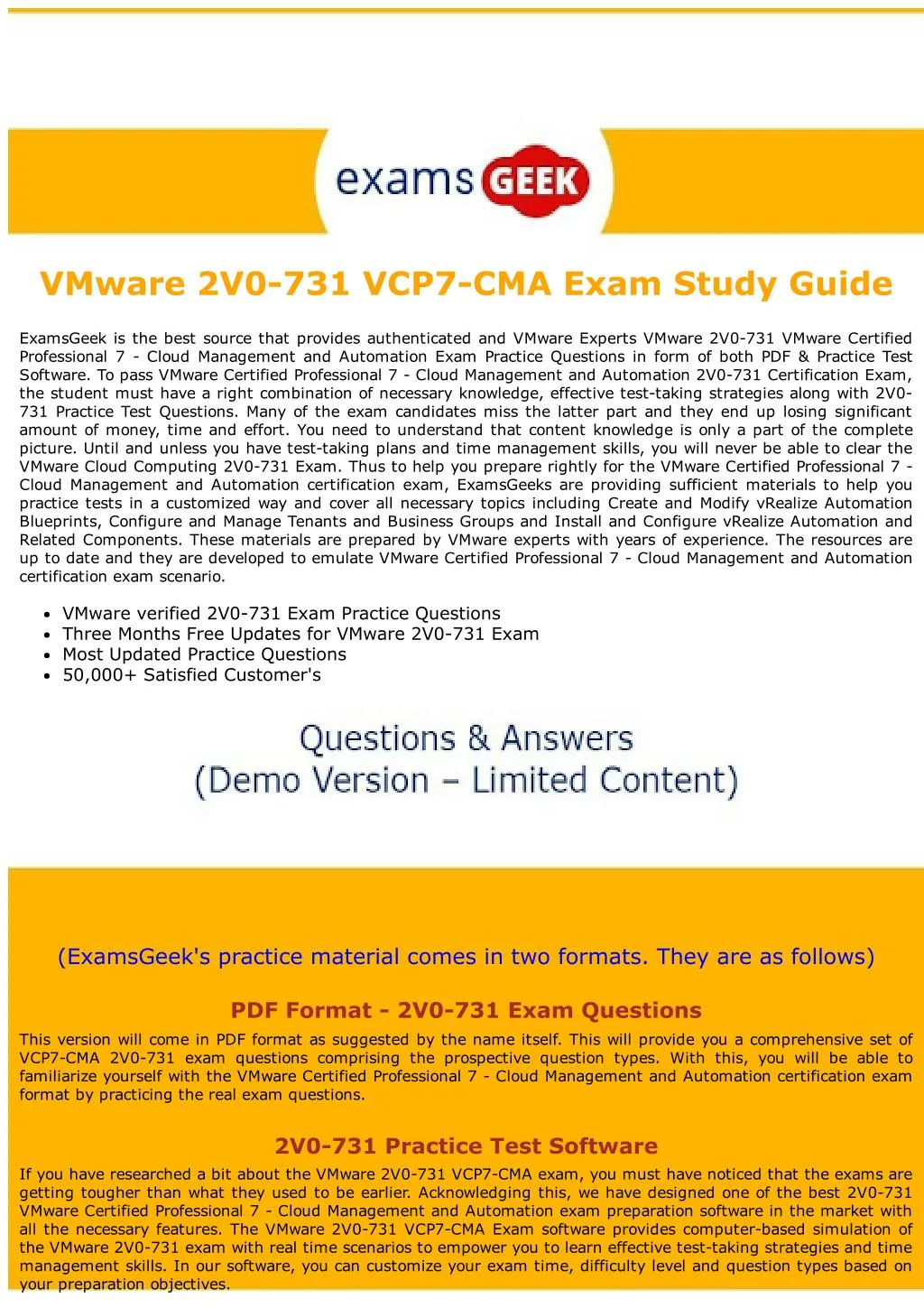 vmware 2v0 731 vcp7 cma exam study guide