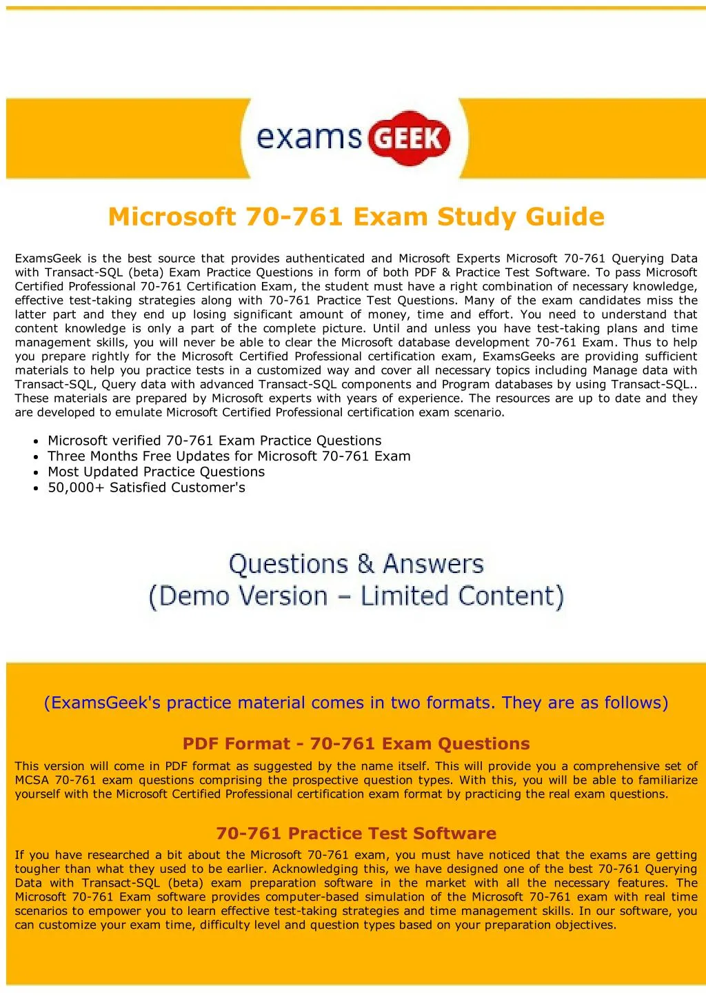 microsoft 70 761 exam study guide