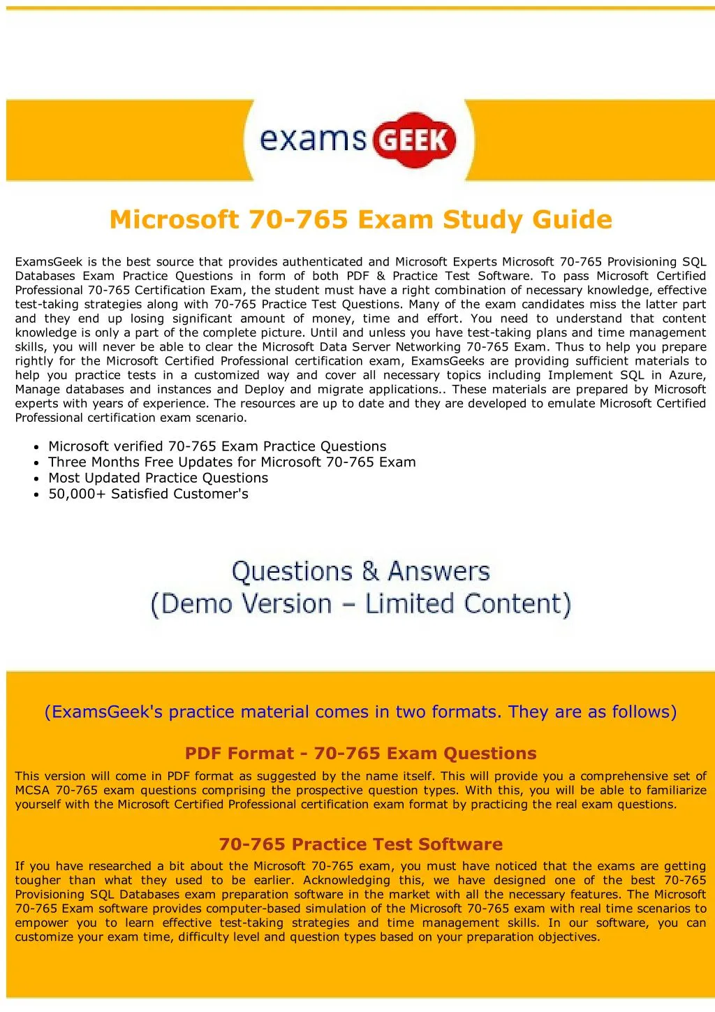 microsoft 70 765 exam study guide
