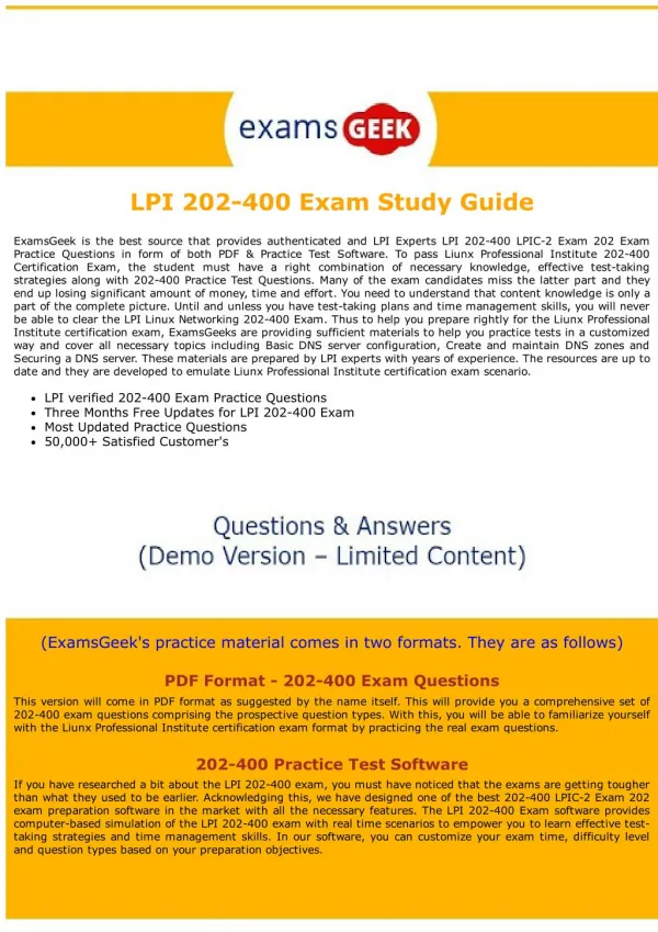 202-400 LPI Linux Networking Exam Dumps