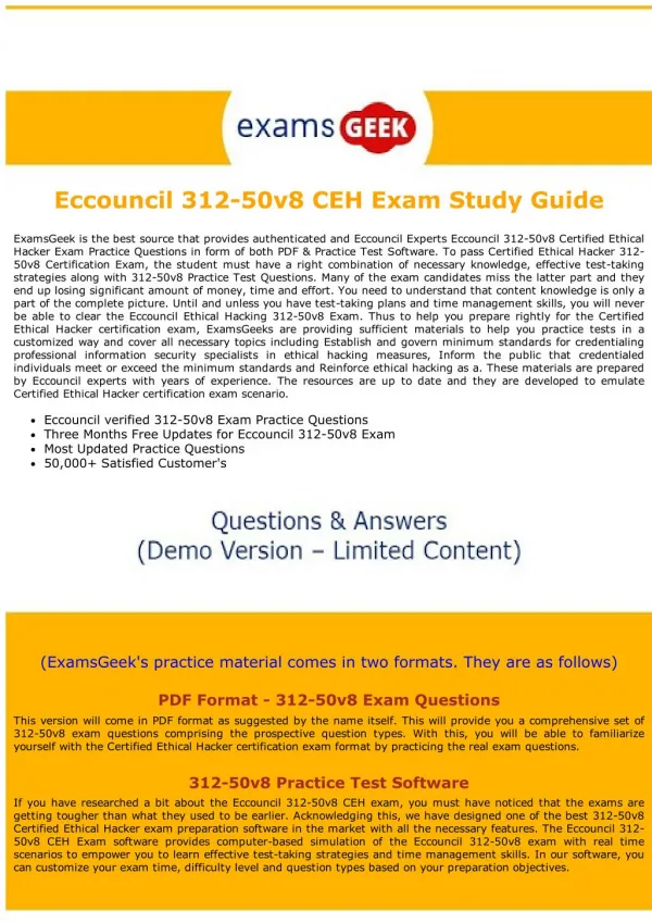 312-50v8 Eccouncil Certified Ethical Hacker Exam Dumps