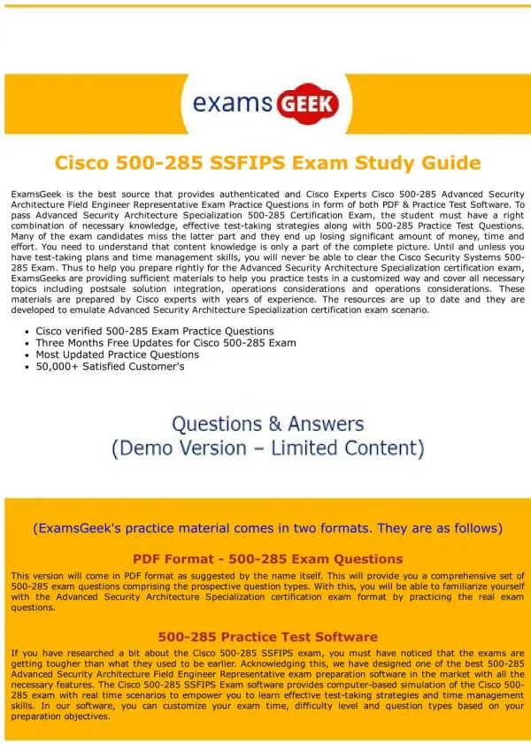 Latest and Updated 500-285 Cisco Exam Dumps