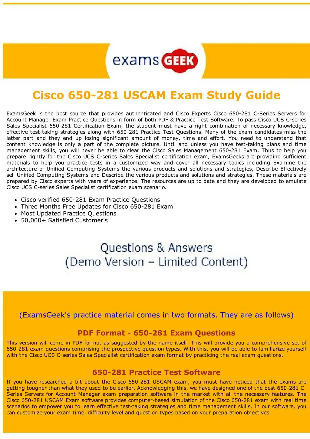 cisco 650 281 uscam exam study guide