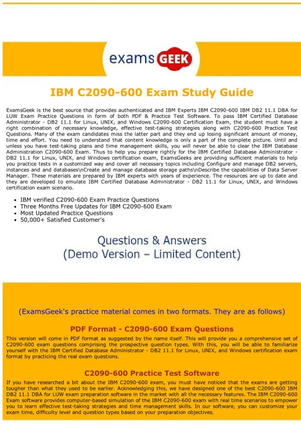C2090-600 IBM Database Administration Exam Dumps