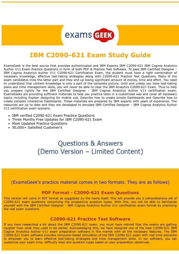 C2090-621 IBM Data Analytics Exam Dumps