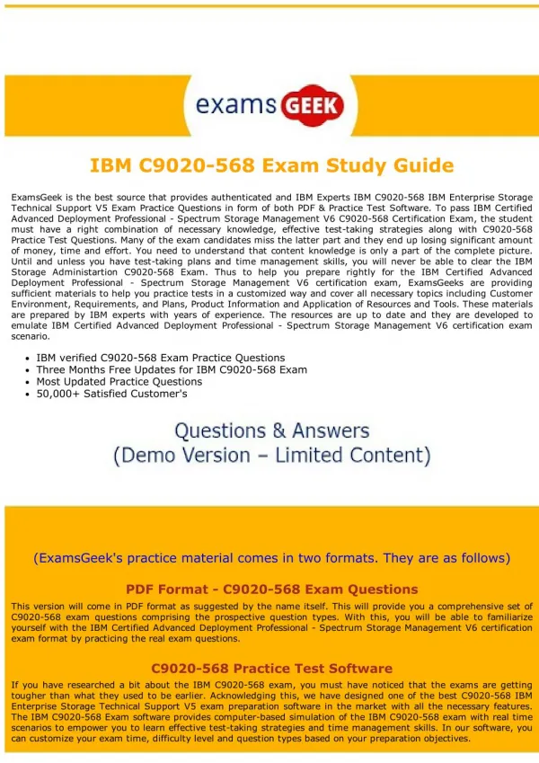 C9020-568 Dumps - IBM Enterprise Storage Technical Support V5 Exam