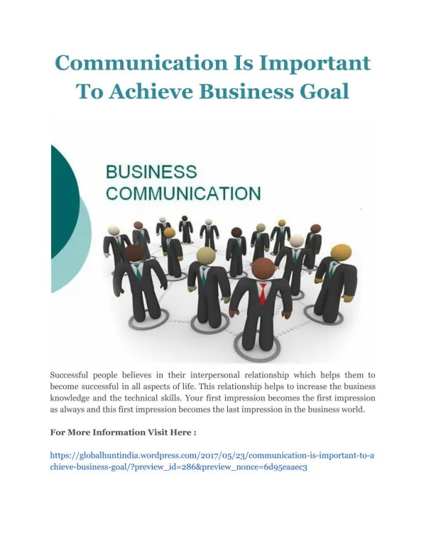 Communication Is Important To Achieve Business Goal