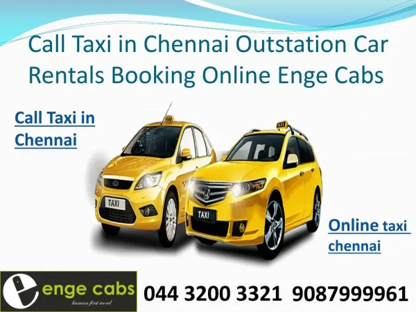 Call Taxi in Chennai, Outstation Car Tariff, Car Rentals Booking Online