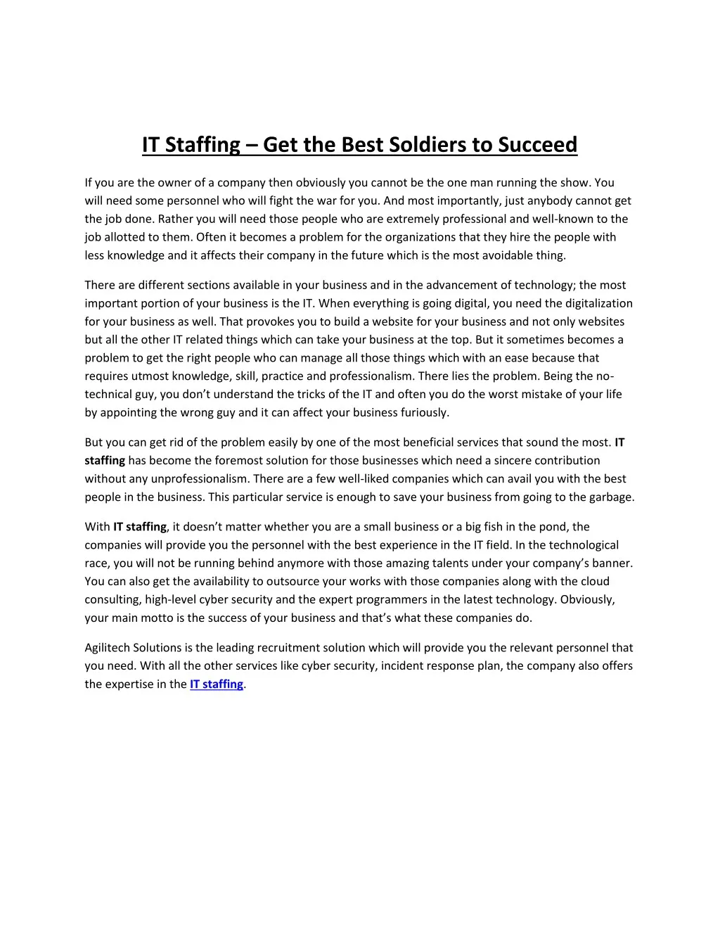 it staffing get the best soldiers to succeed