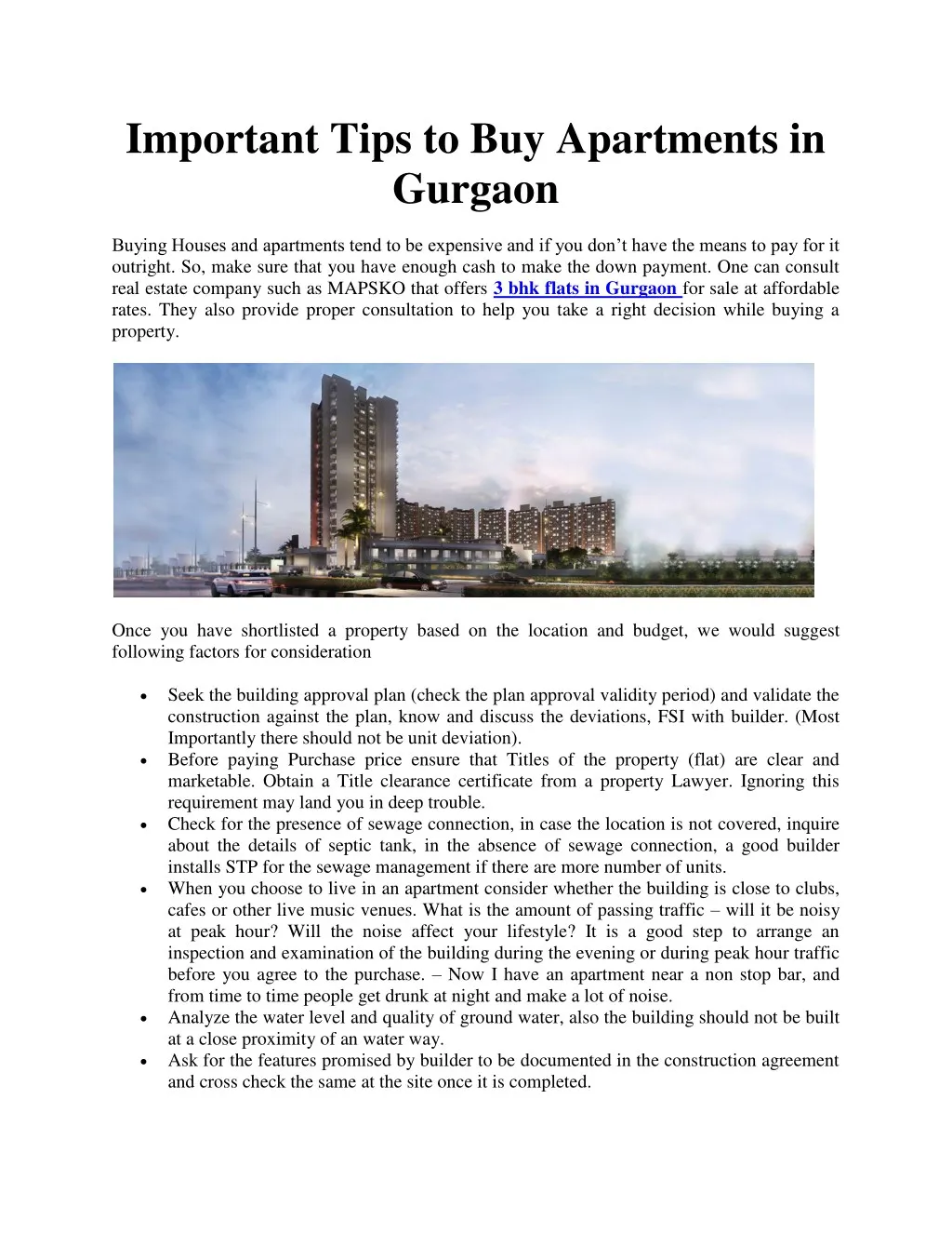 important tips to buy apartments in gurgaon