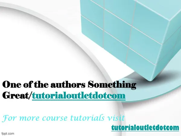 One of the authors Something Great/tutorialoutletdotcom