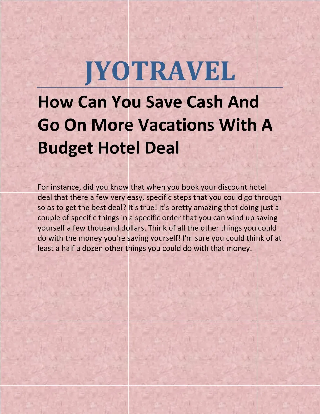 jyotravel how can you save cash and go on more