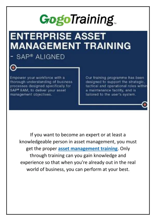 Asset Management Training