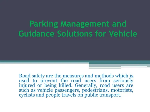 Parking managemnt and guidance solution for vehicle