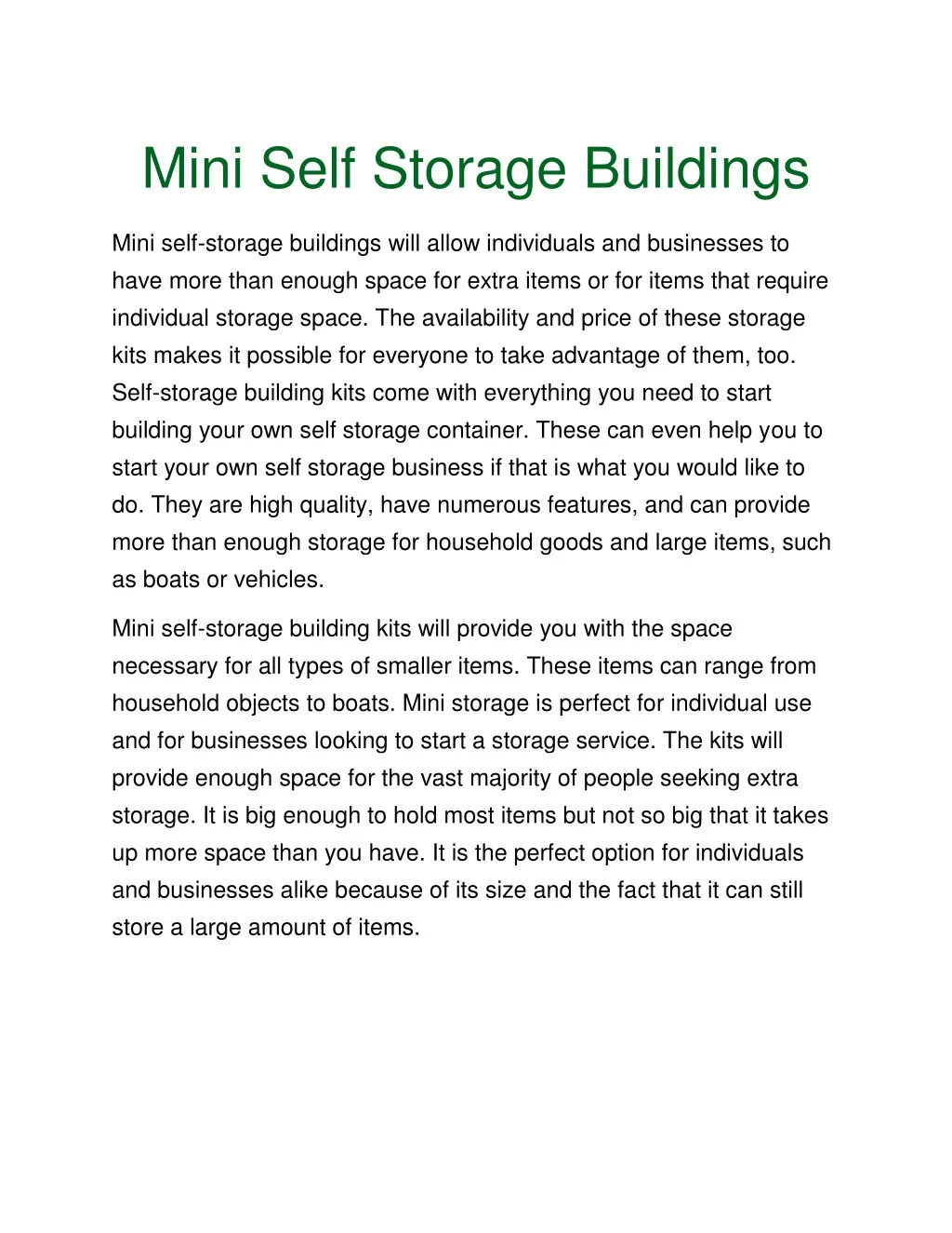 mini self storage buildings