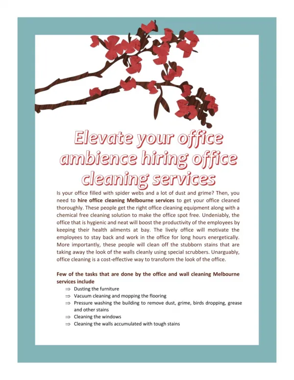Elevate your office ambience hiring office cleaning services